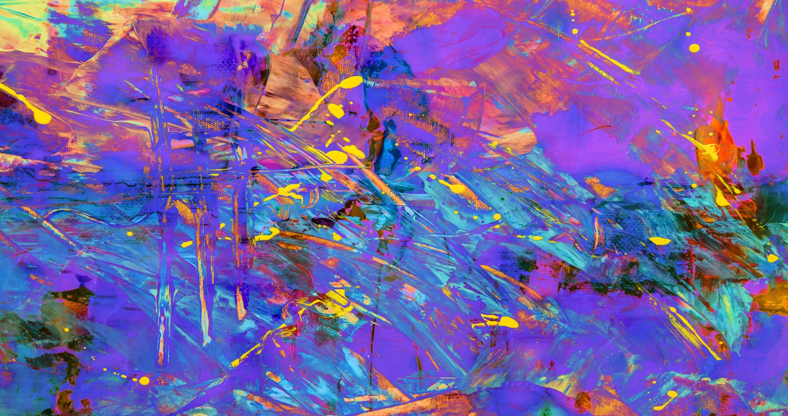 Energetic blue and magenta brushwork abstract