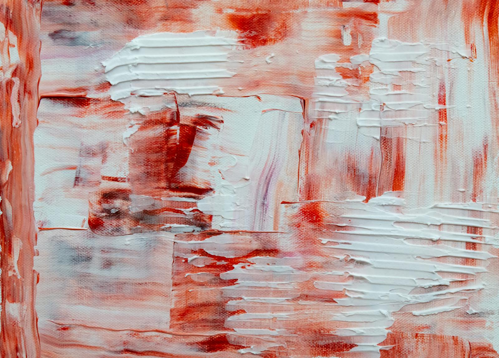 Textured orange and white abstract painting