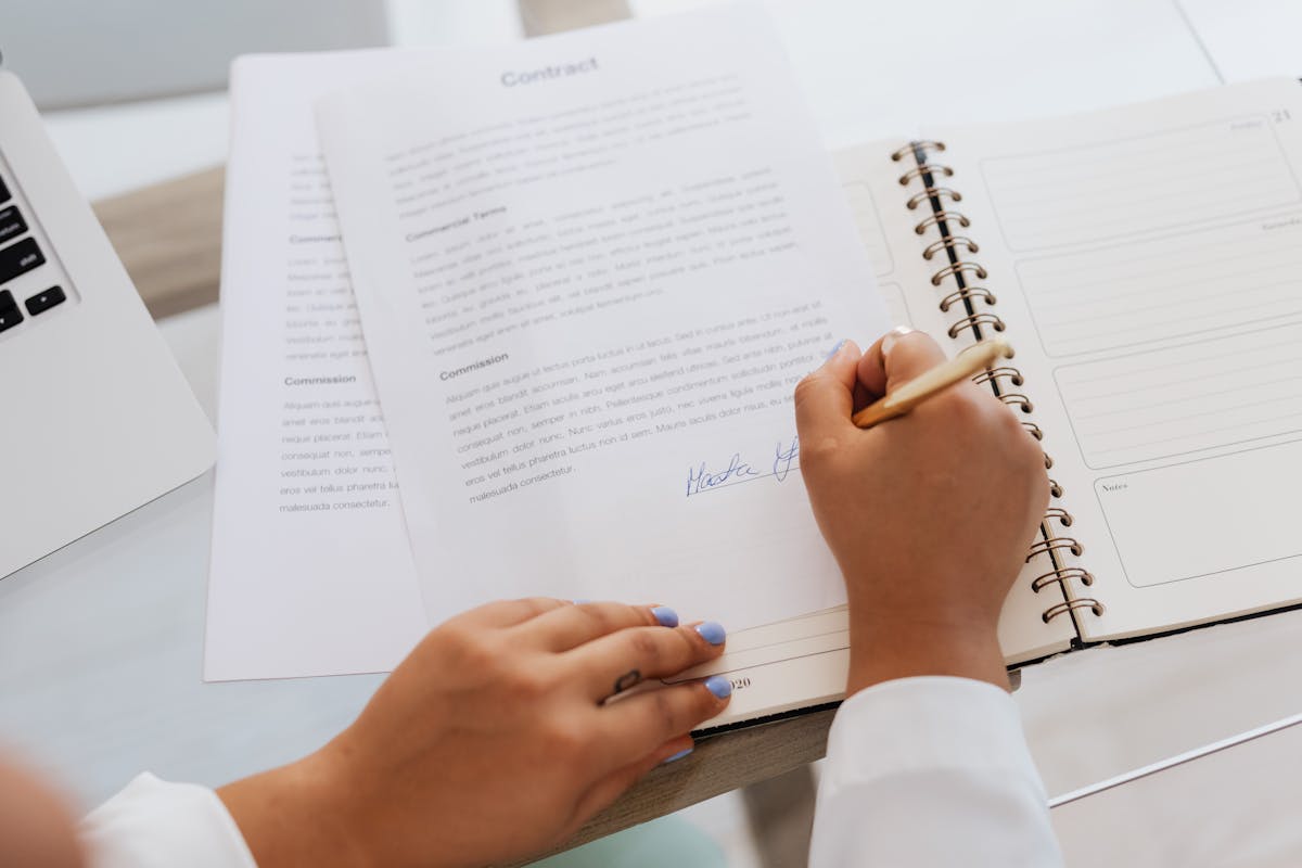 Signing business contract