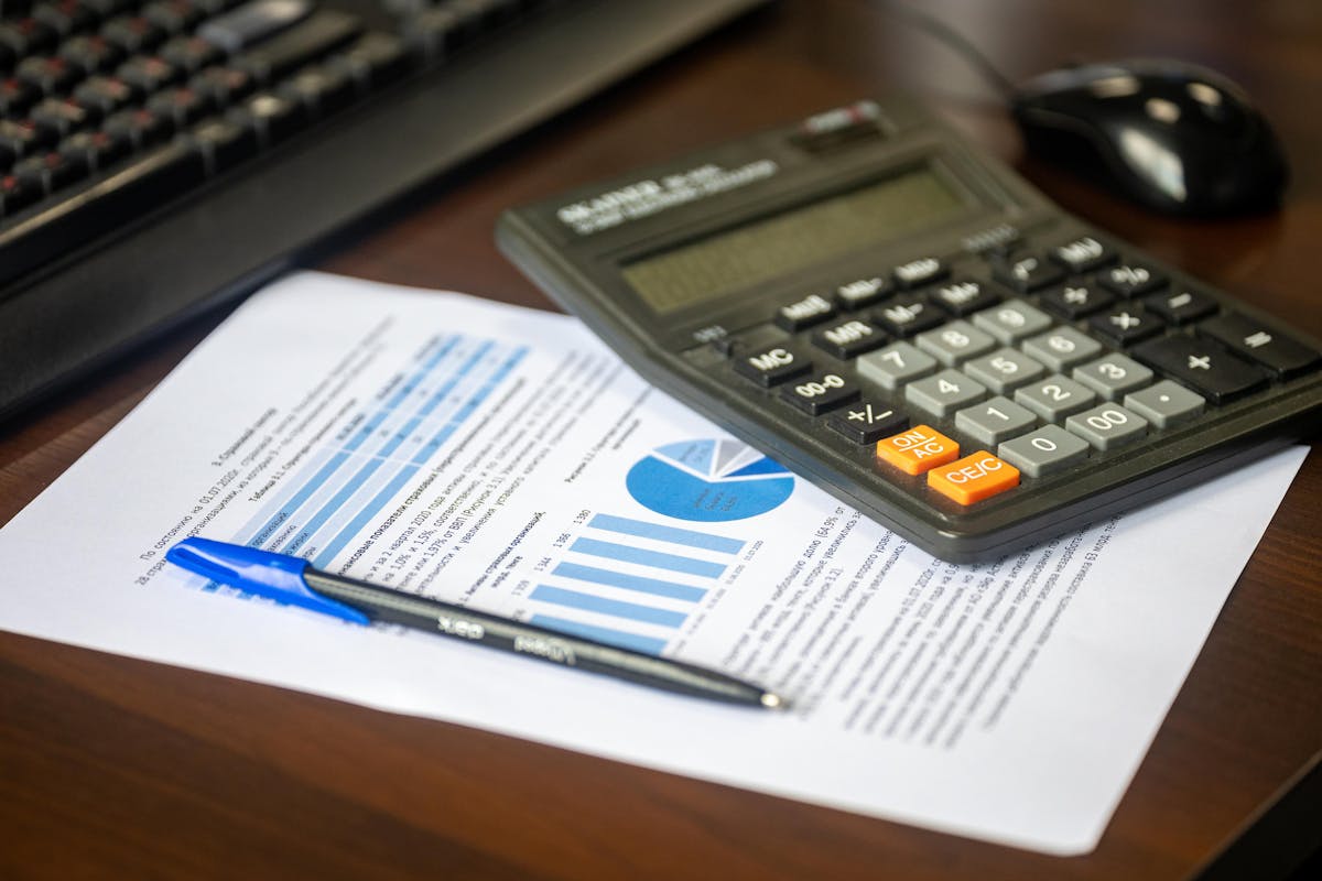 Accounting calculator books desk