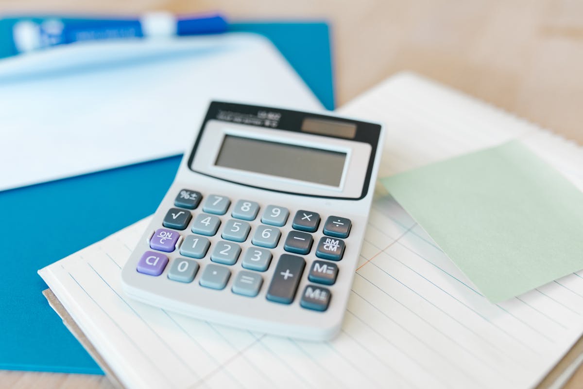 Accounting calculator books desk