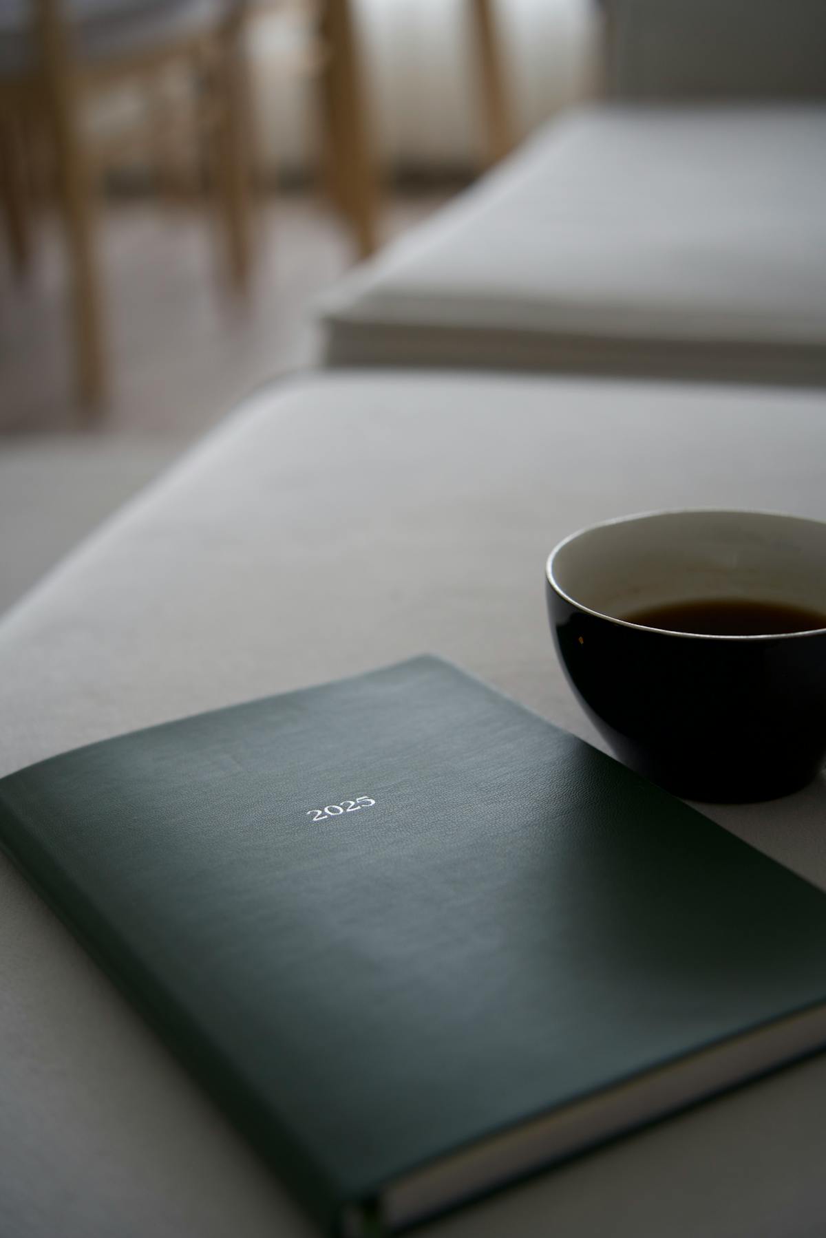 Operations daily planner notebook coffee desk