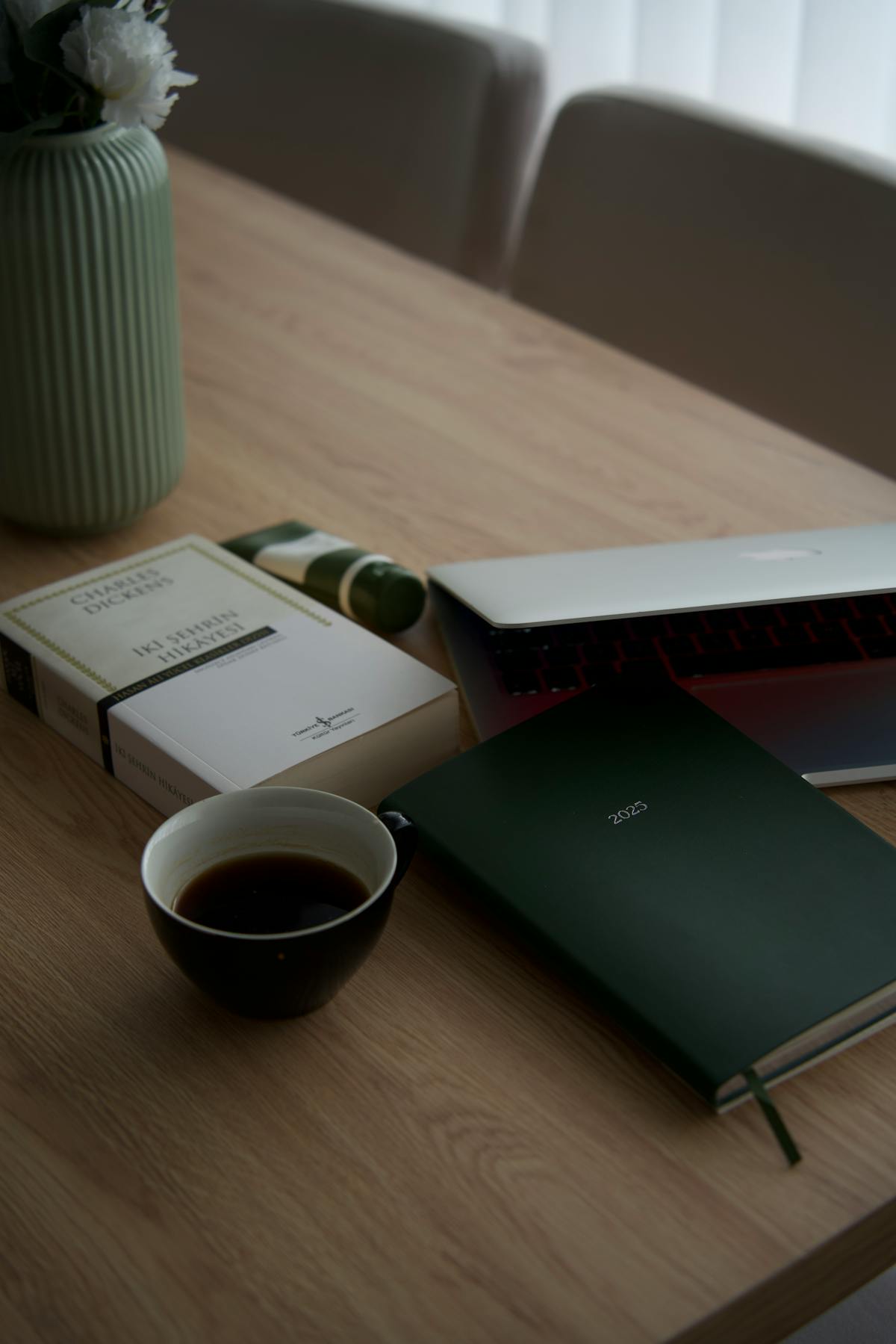 Operations daily planner notebook coffee desk