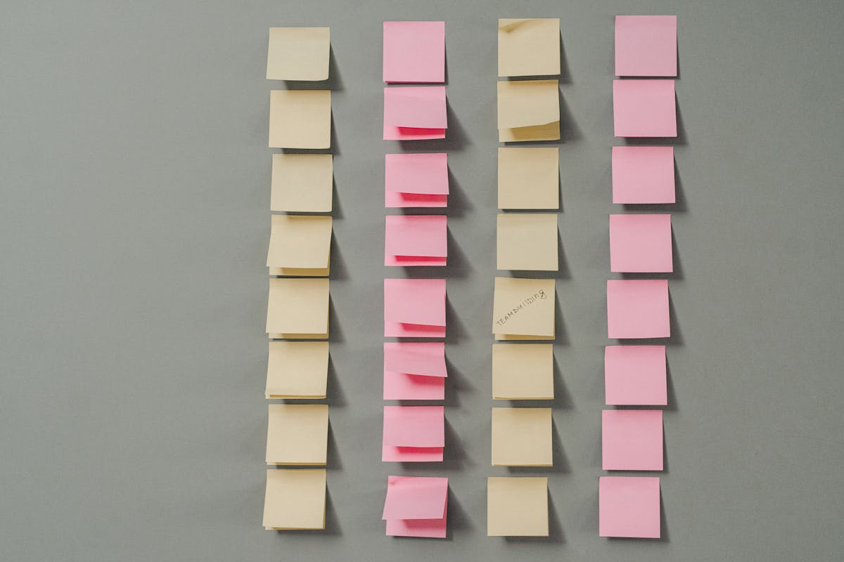 Operations kanban board sticky notes wall