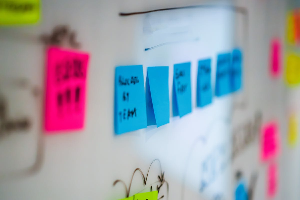 Operations kanban board sticky notes wall