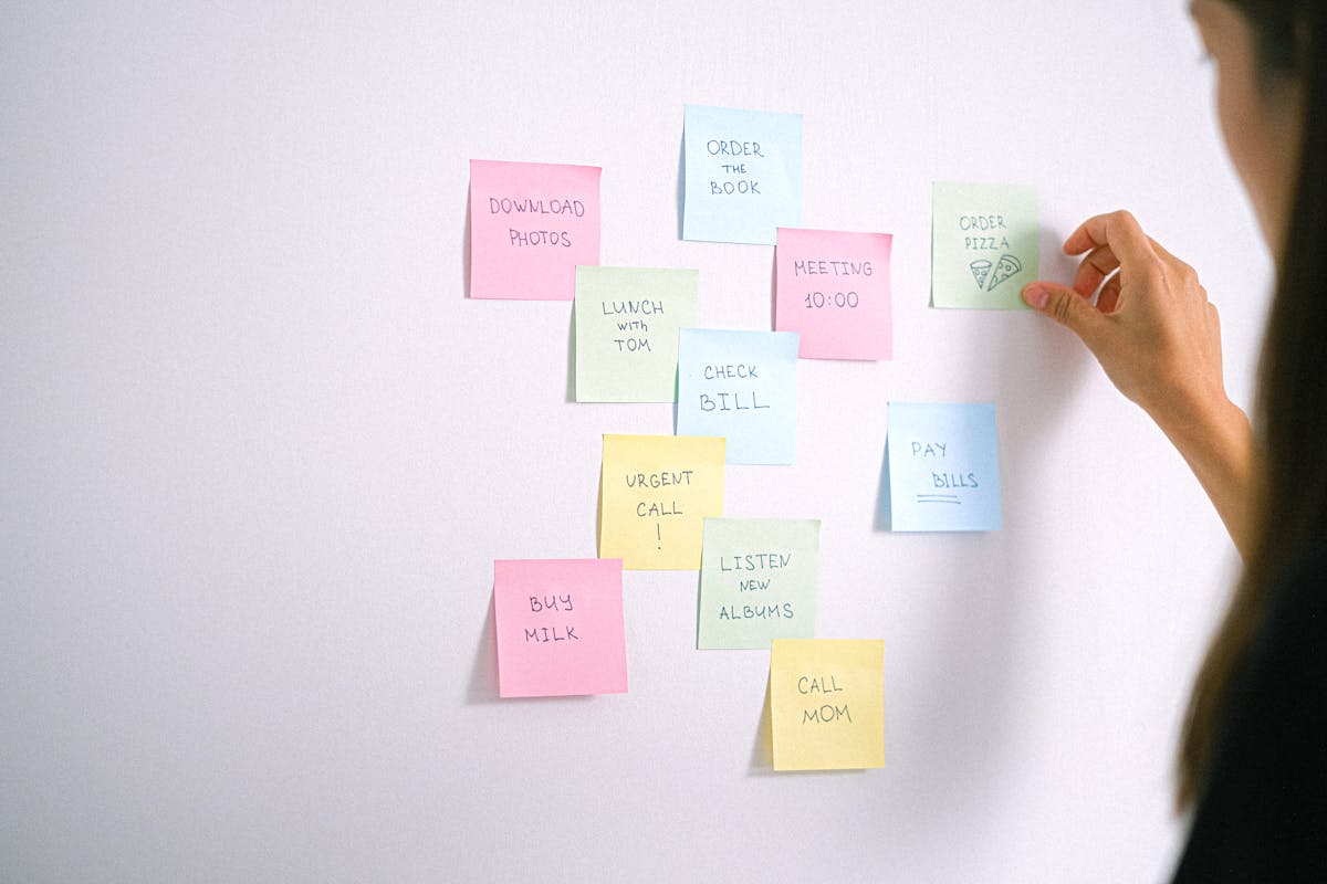 Operations kanban board sticky notes wall