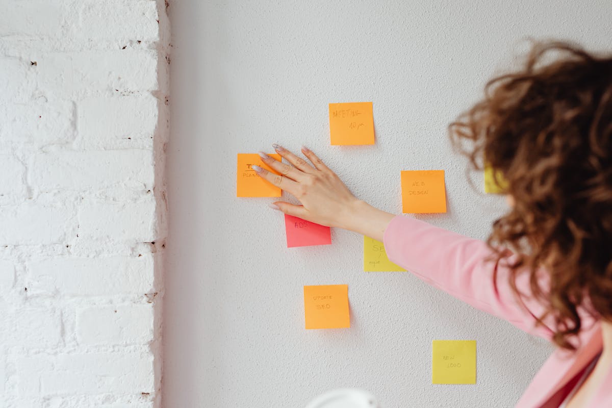 Kanban board sticky notes wall