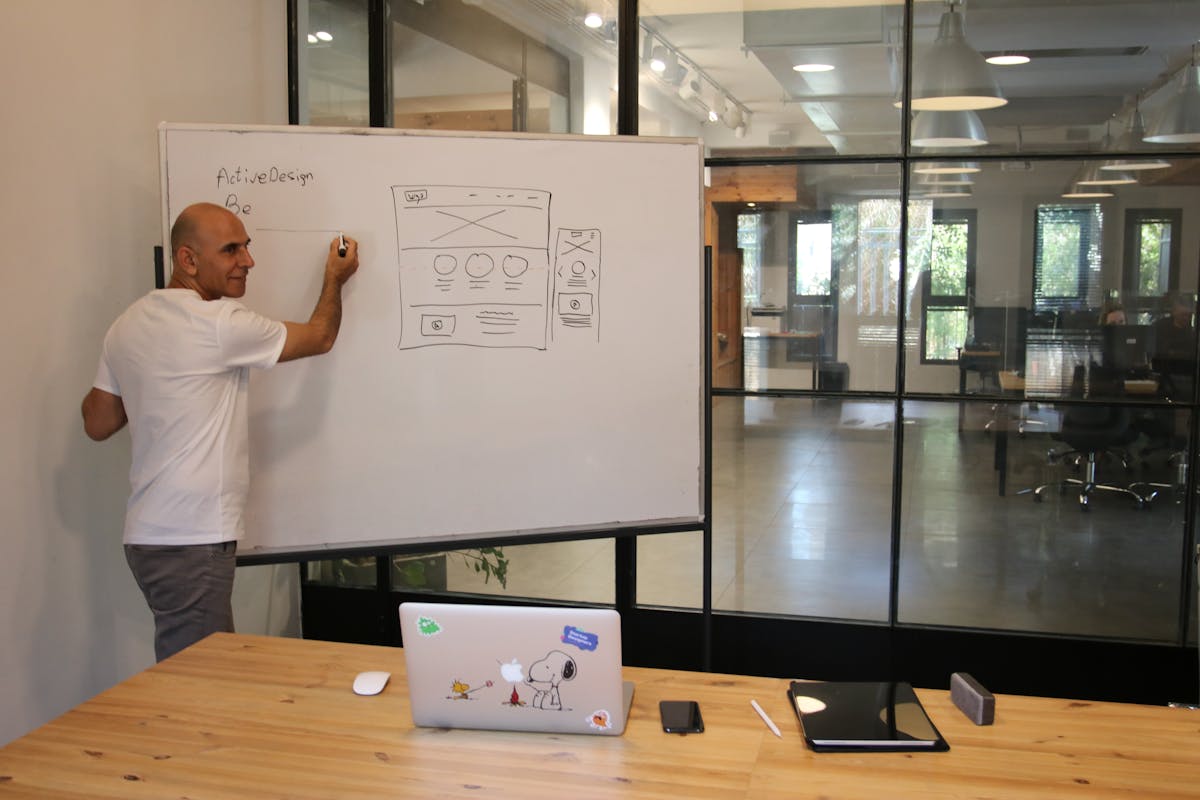 Operations project planning whiteboard sticky notes