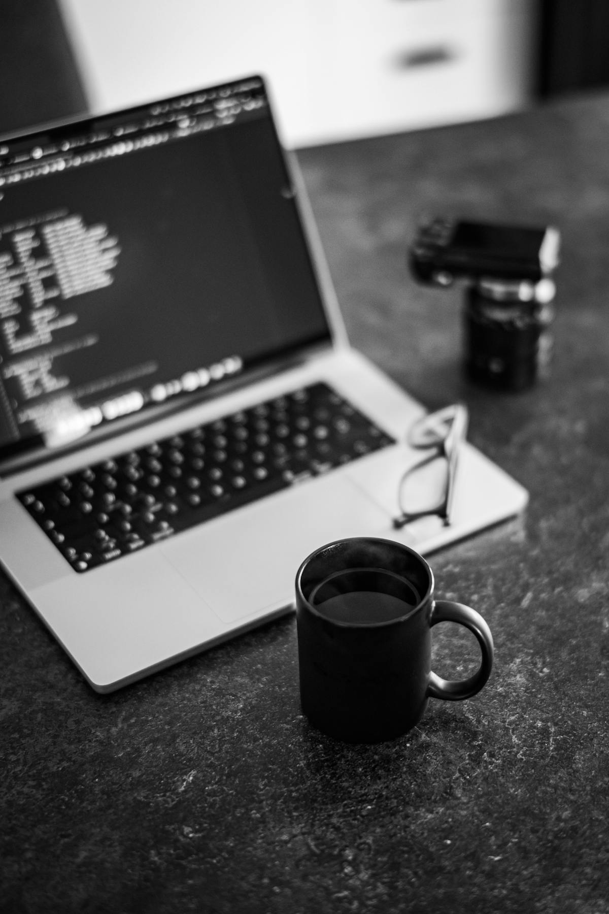 Freelancer laptop workspace home office