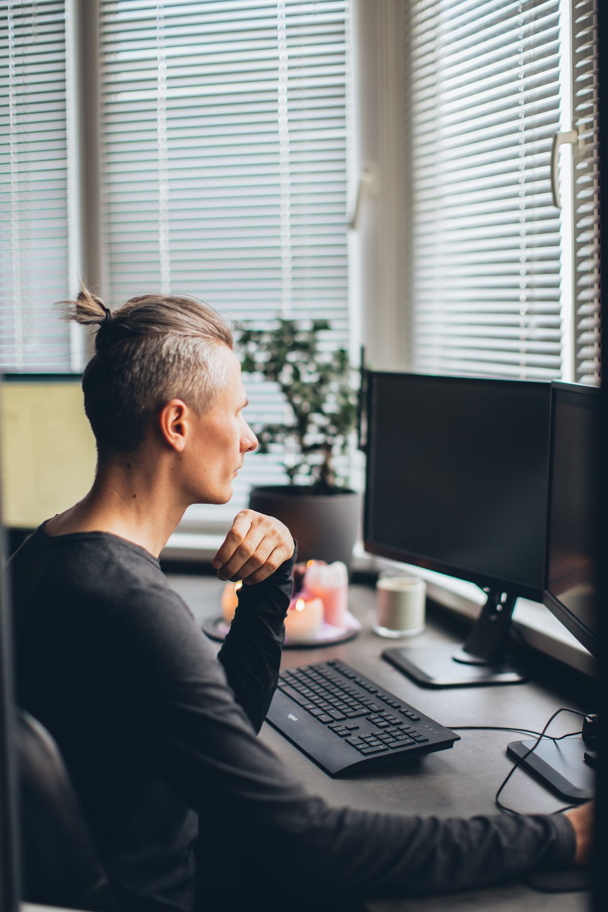 Freelancer laptop workspace home office