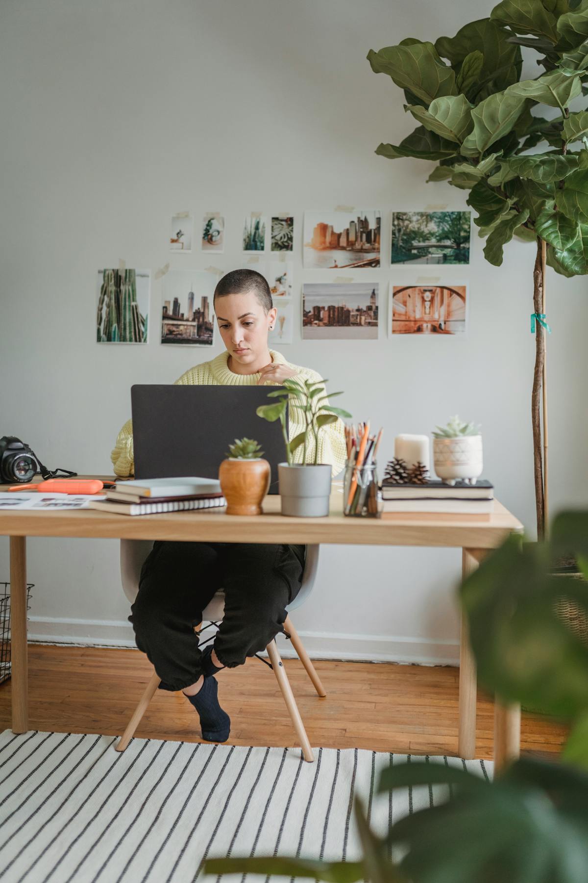 Freelancer laptop workspace home office