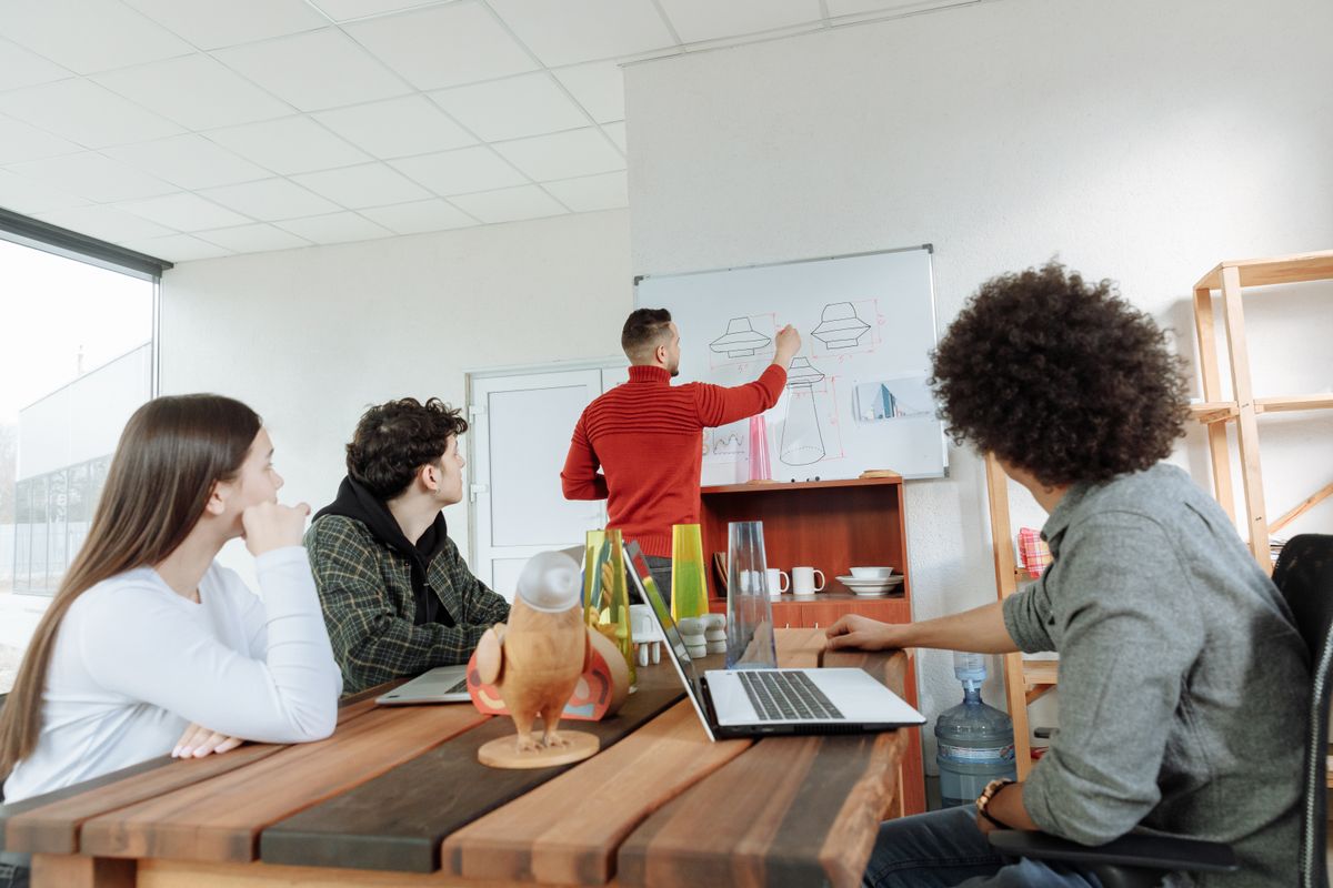 Startup team strategy meeting