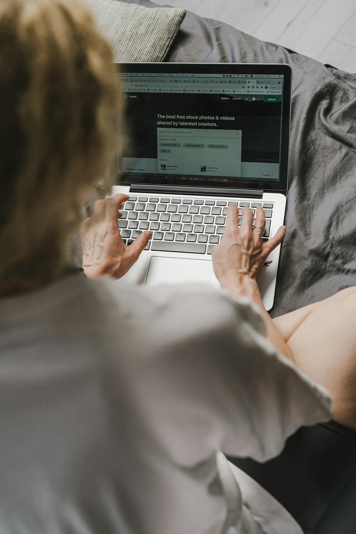Woman working home laptop remote