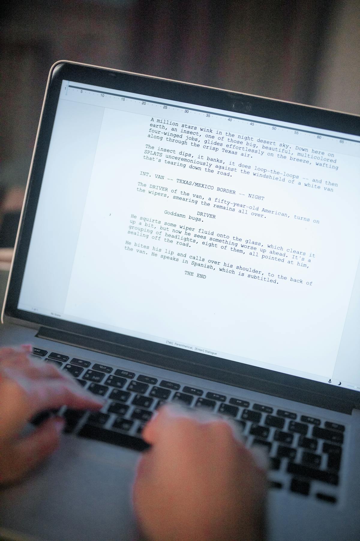 Templates document outline on computer screen