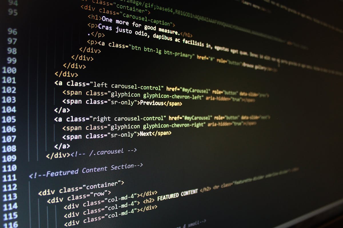 Web design developer coding screen