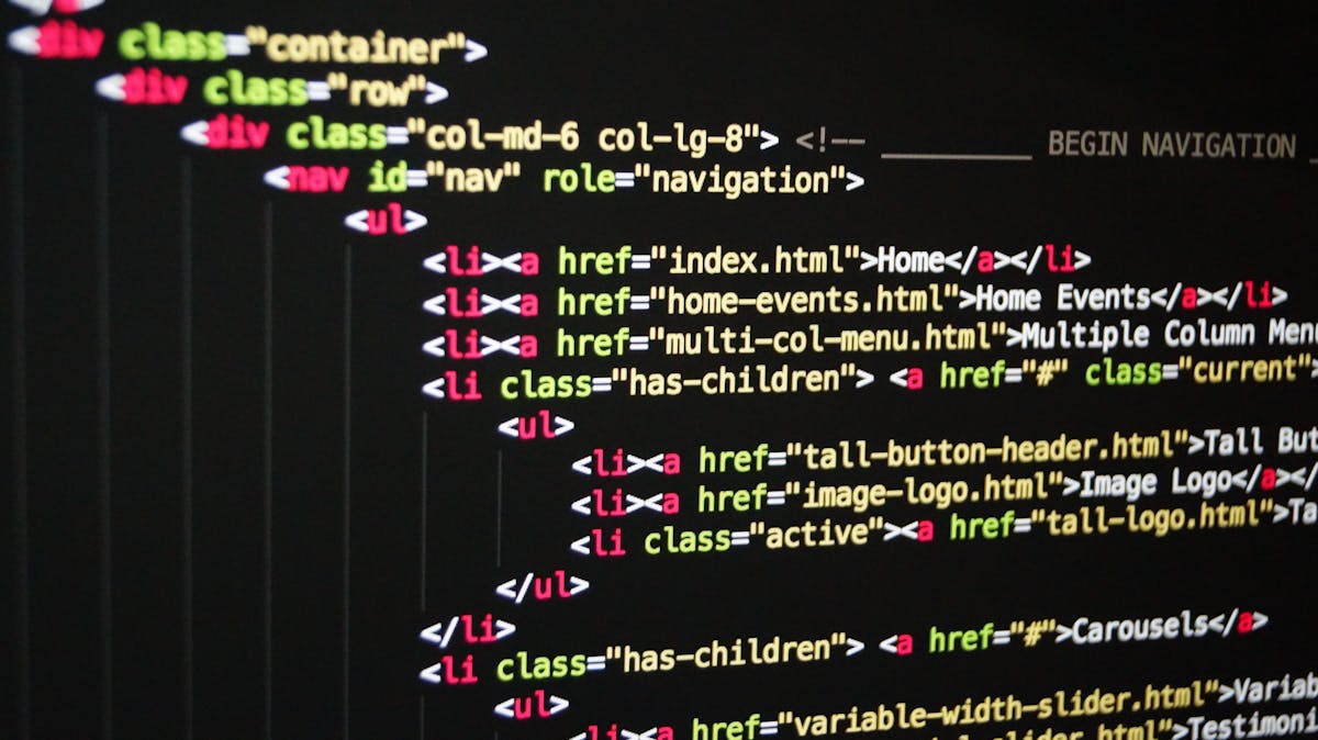 Web design developer coding screen